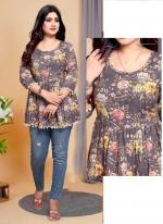 Rayon Grey Casual Wear Printed Readymade Top